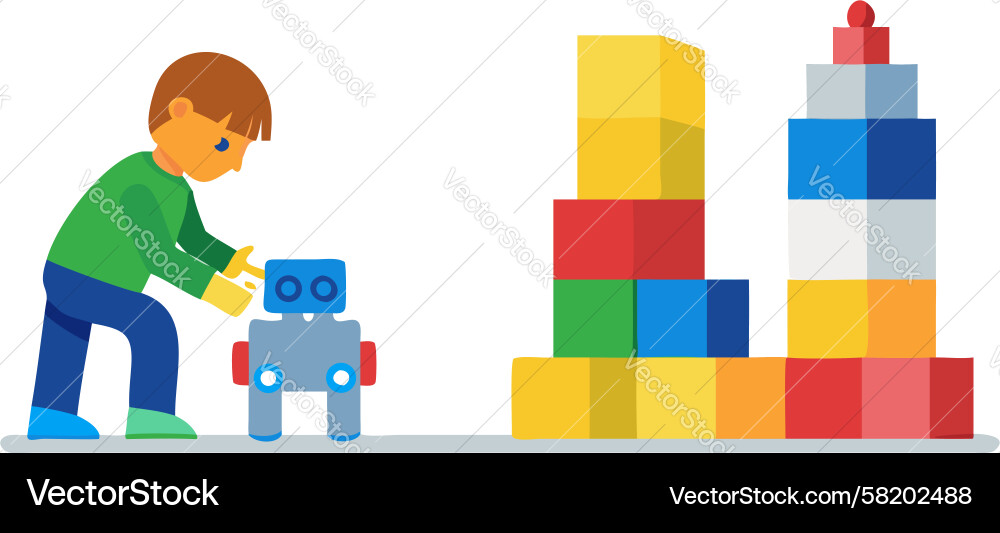 Child Building Block Tower Vector Image