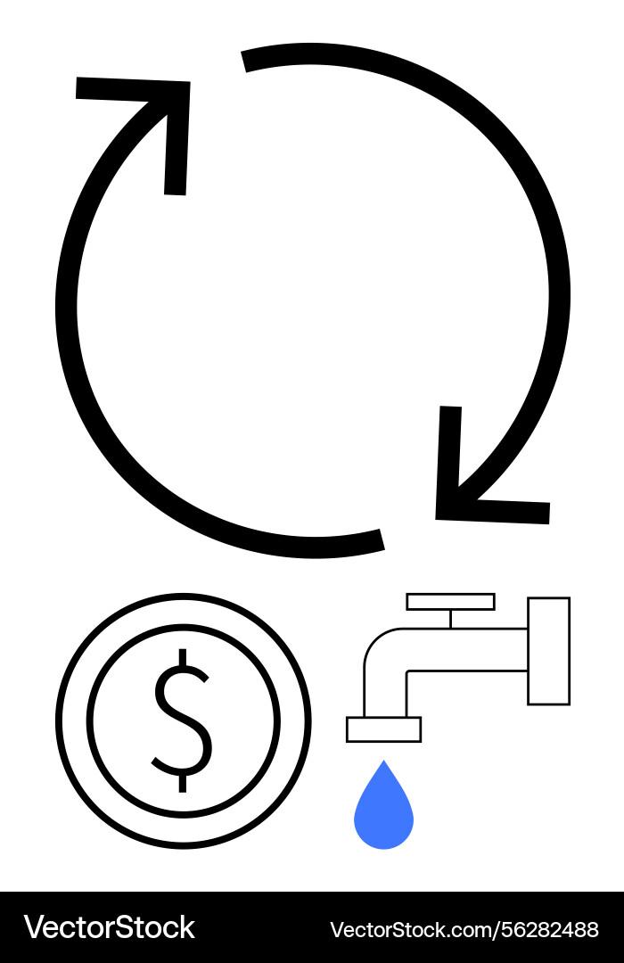 Circular arrows symbolizing flow coin with dollar Vector Image