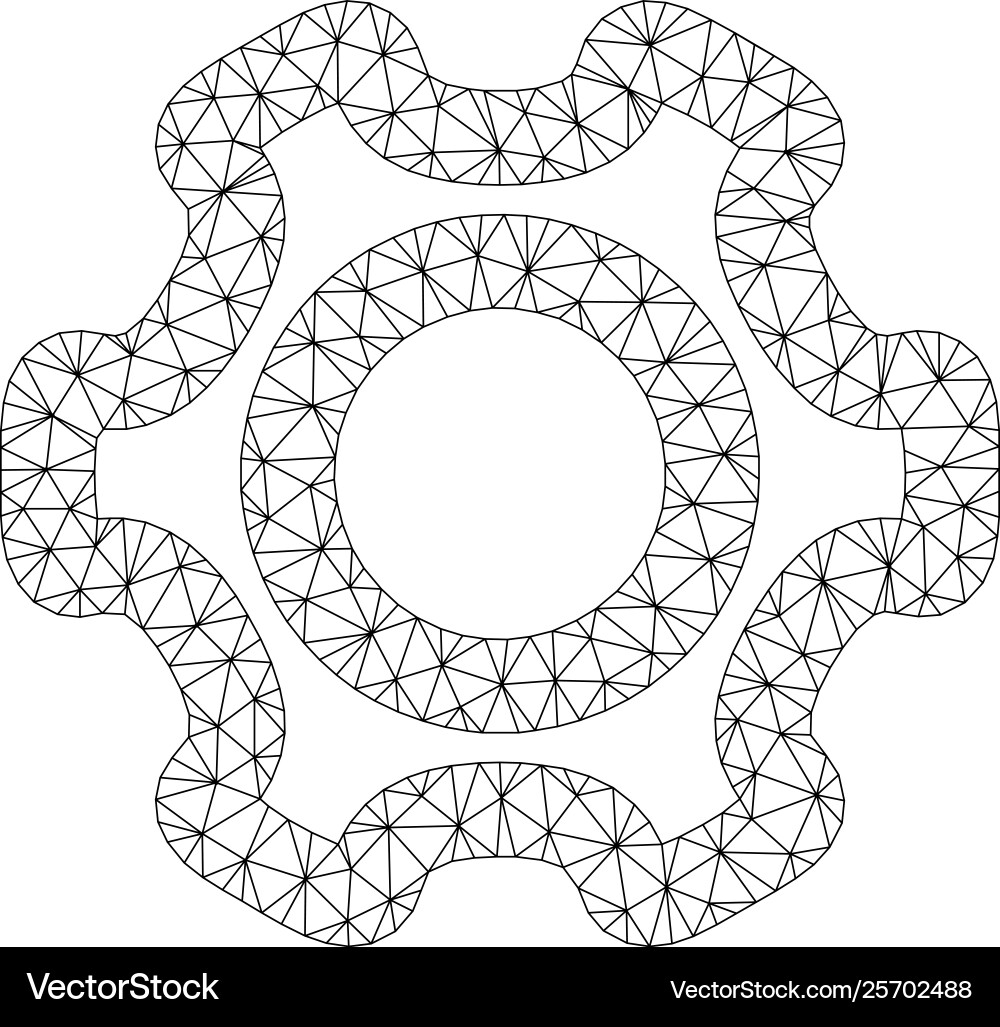 Cog polygonal frame mesh Cog polygonal frame mesh Vector Image
