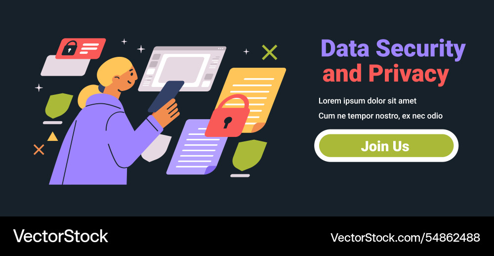 Data security and privacy concept colorful Data security and privacy concept colorful vector image