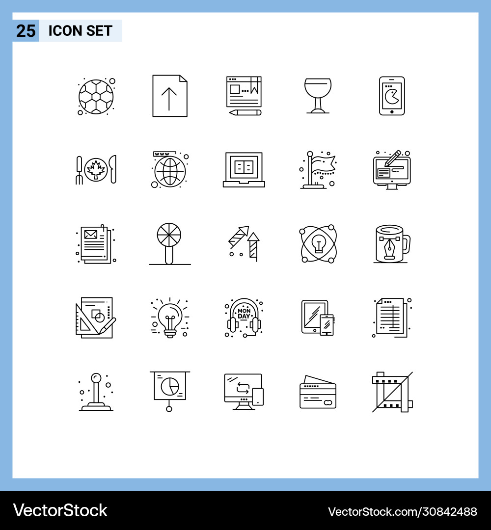 Editable line pack 25 simple lines hardware Vector Image