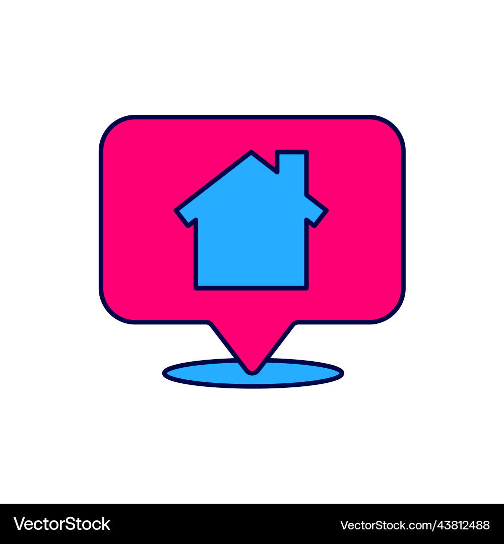 Filled outline map pointer with house icon Filled outline map pointer with house icon vector image