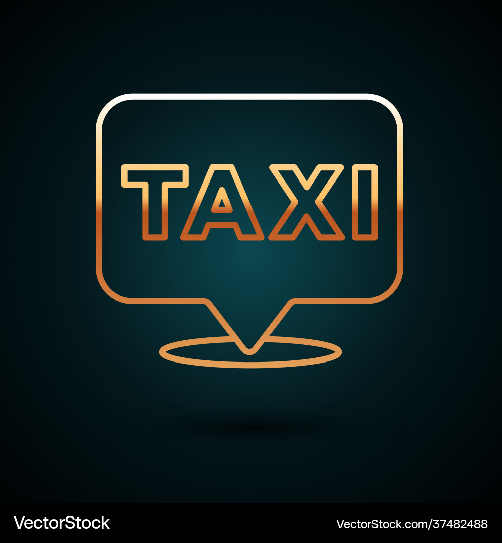 Gold line map pointer with taxi icon isolated Gold line map pointer with taxi icon isolated vector image