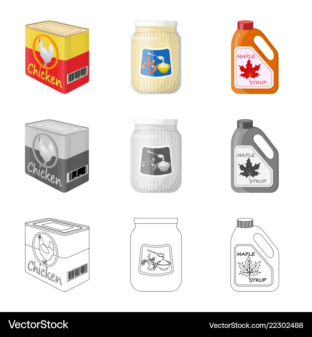 Isolated object of can and food sign set Isolated object of can and food sign set vector image