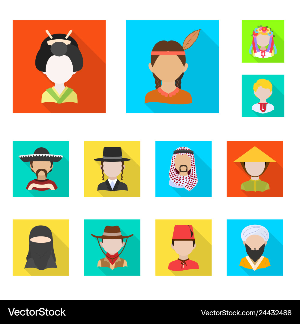 Isolated object of nation and race icon set Vector Image