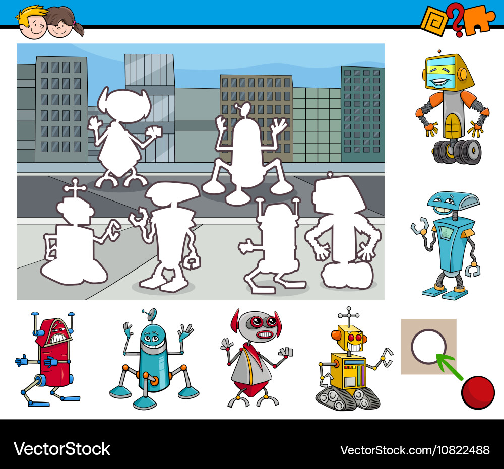 Kids Robot Learning Activity vector image