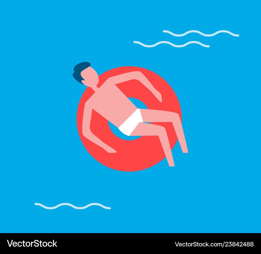 Man floating on water lifeline Man floating on water lifeline vector image