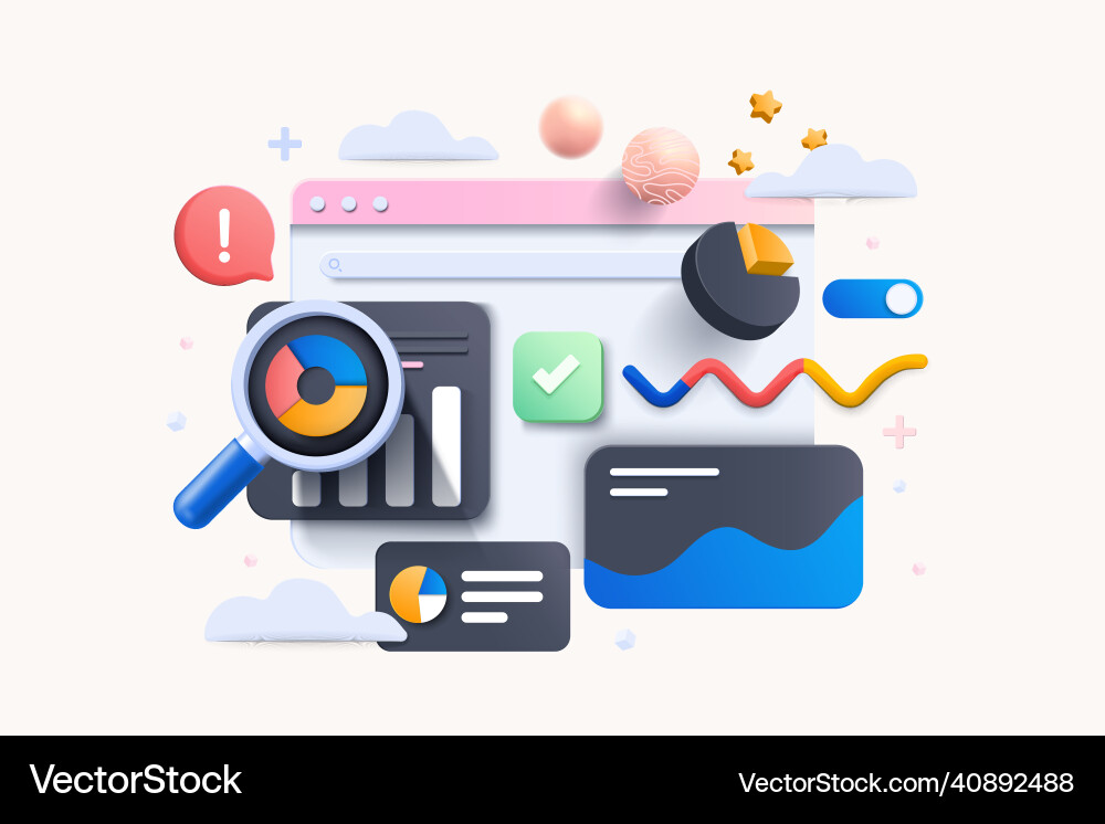 Modern 3d of data analysis Modern 3d of data analysis vector image