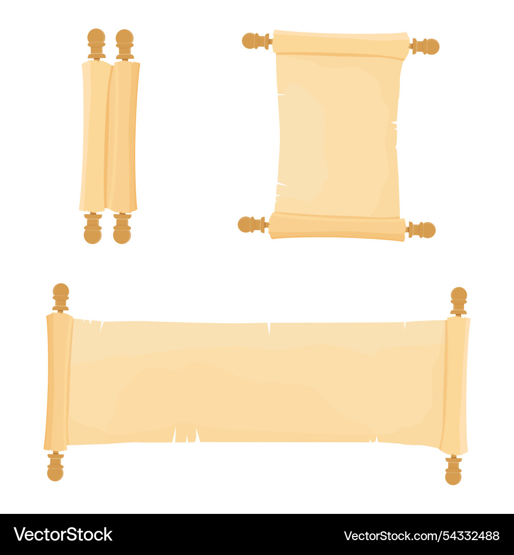 Opened and folded parchment scroll isolated Opened and folded parchment scroll isolated vector image