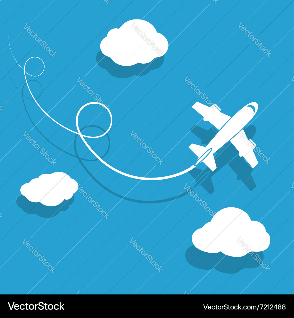 Plane Flying Through Clouds Vector Image