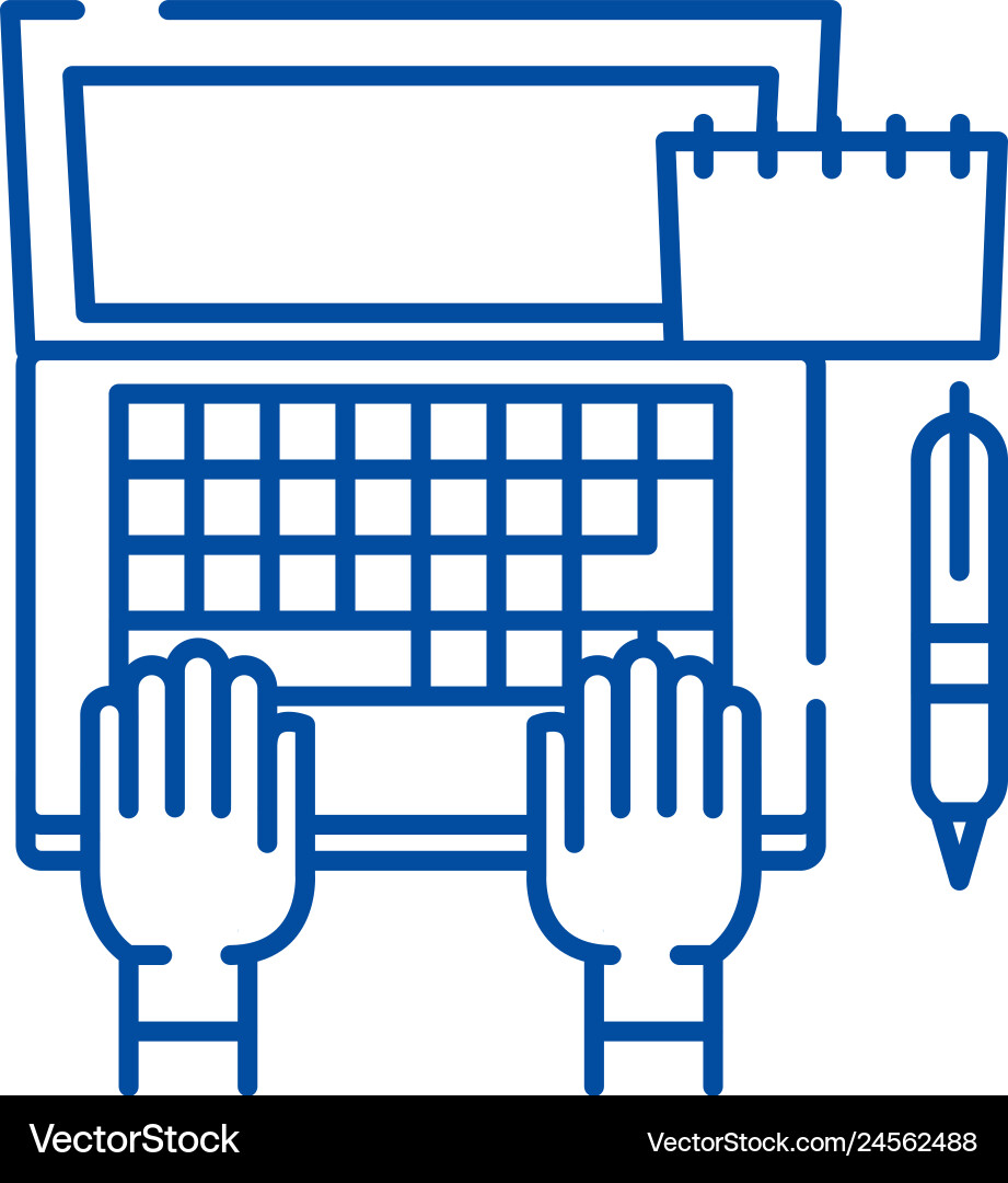 Programmer on laptop line icon concept Programmer on laptop line icon concept vector image