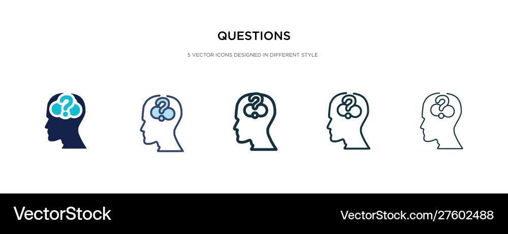 Questions icon in different style two colored vector image