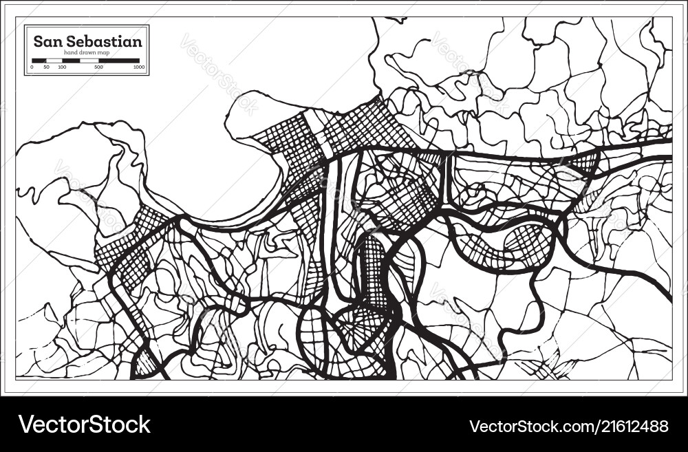 Retro San Sebastian City Map Royalty Free Vector Image