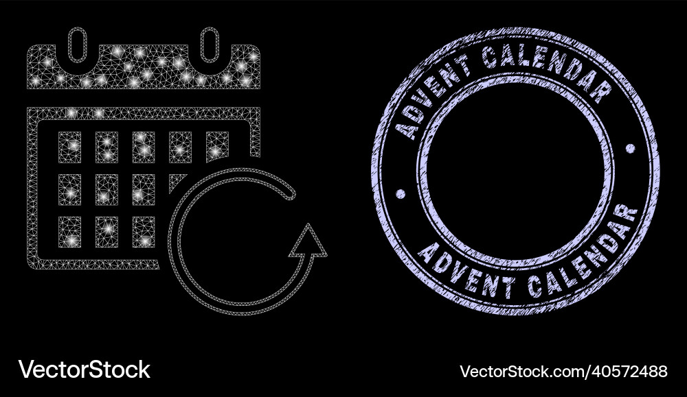 Scratched advent calendar stamp and glare mesh Scratched advent calendar stamp and glare mesh vector image