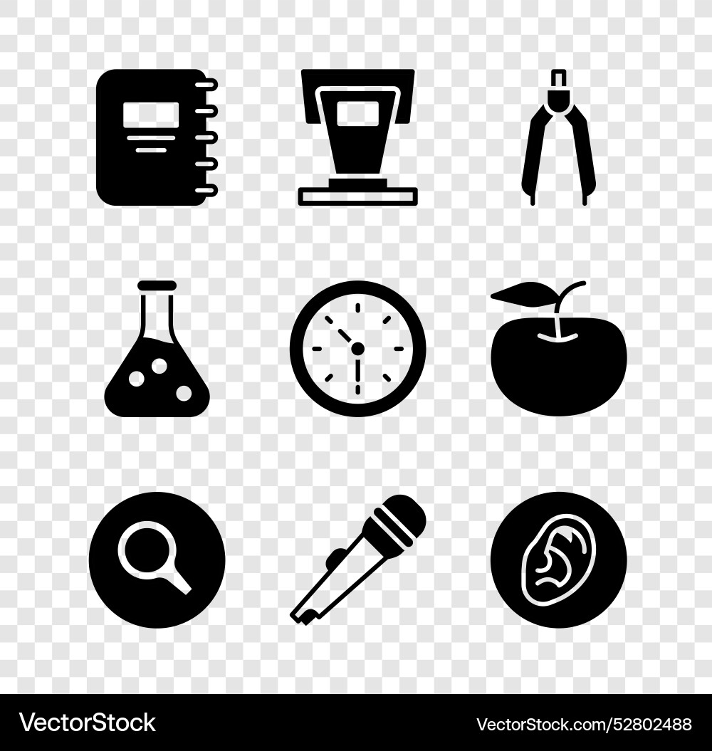 Set notebook stage stand drawing compass Set notebook stage stand drawing compass vector image