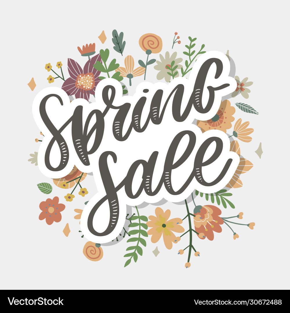 Spring sale word hanging on leaves with strings Spring sale word hanging on leaves with strings vector image
