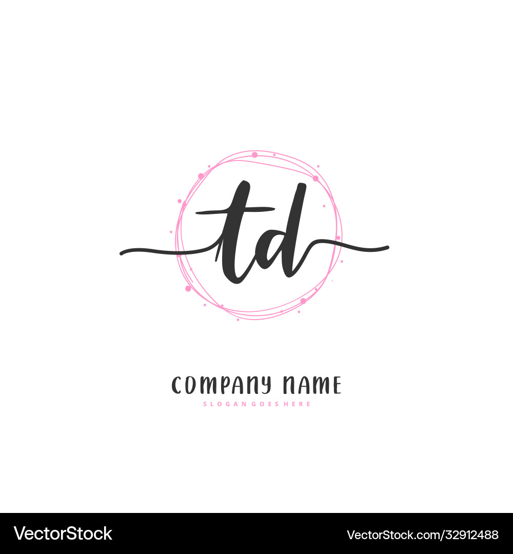 T d td initial handwriting and signature logo T d td initial handwriting and signature logo Vector Image