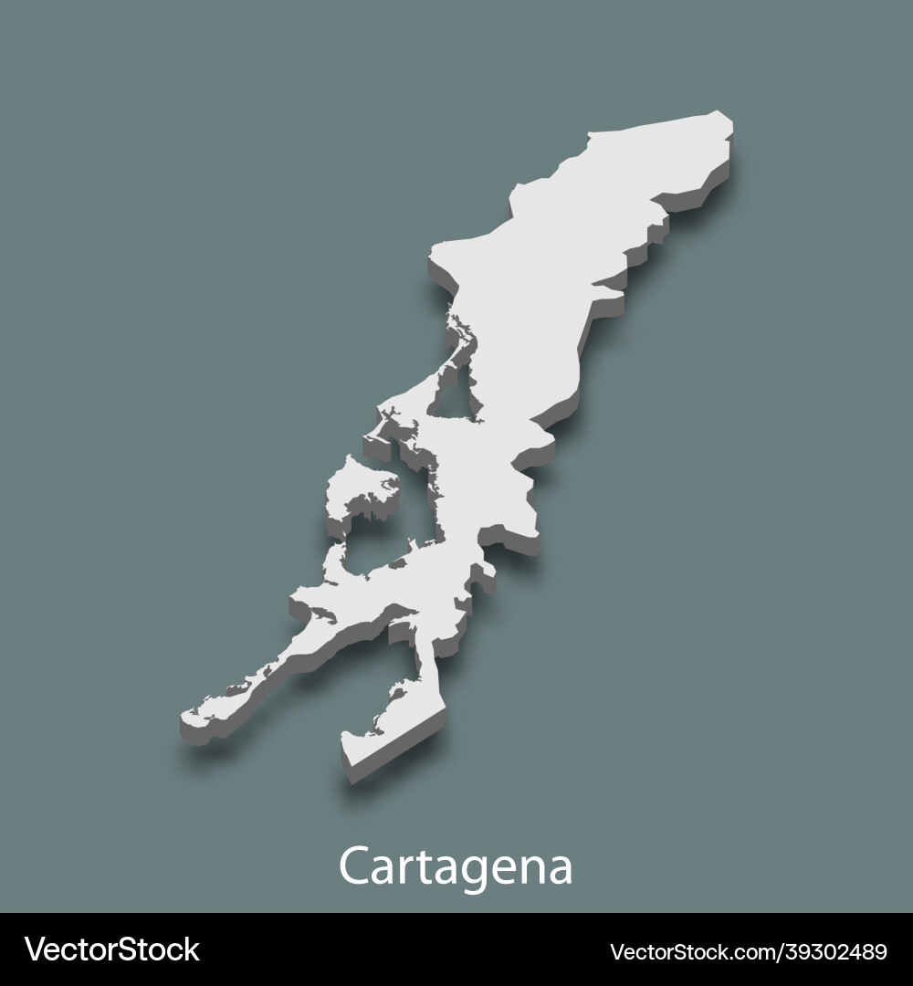 3D Isometric Map of Cartagena, Colombia Vector Image