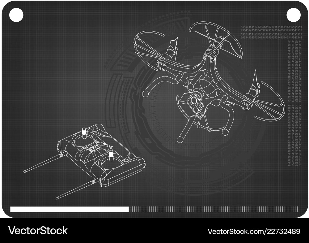 3d model of quadcopter and radio remote control 3d model of quadcopter and radio remote control vector image