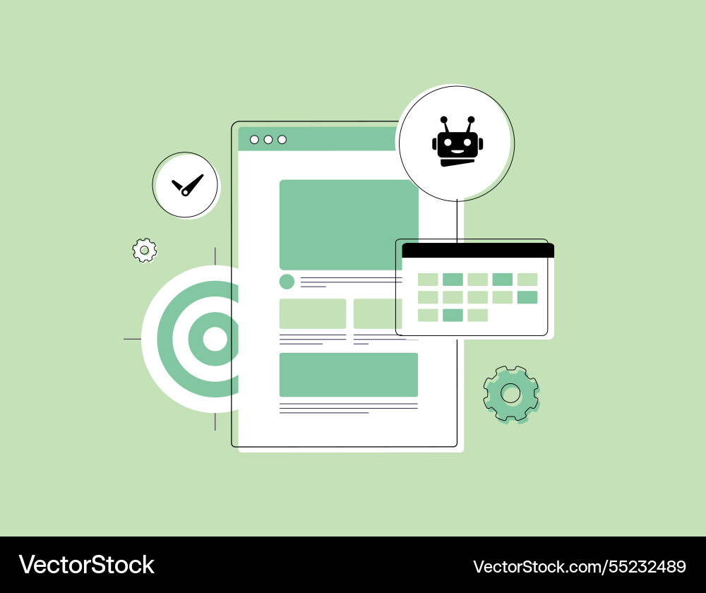 Ai scheduling assistants automate content planning Ai scheduling assistants automate content planning vector image