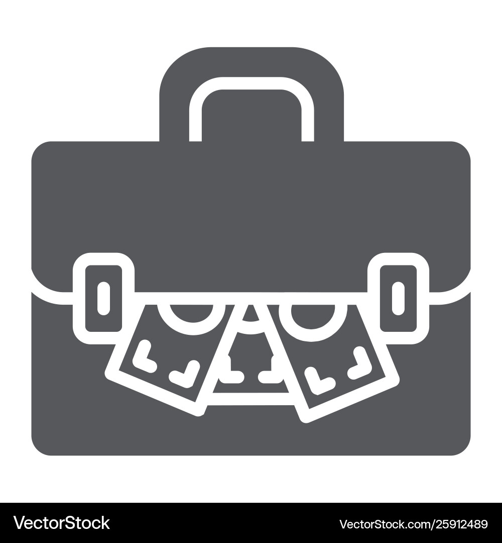 Aktenkoffer mit Geld-Glyphen-Icon Finanzen Aktenkoffer mit Geld-Glyphen-Icon Finanzen vektorbild