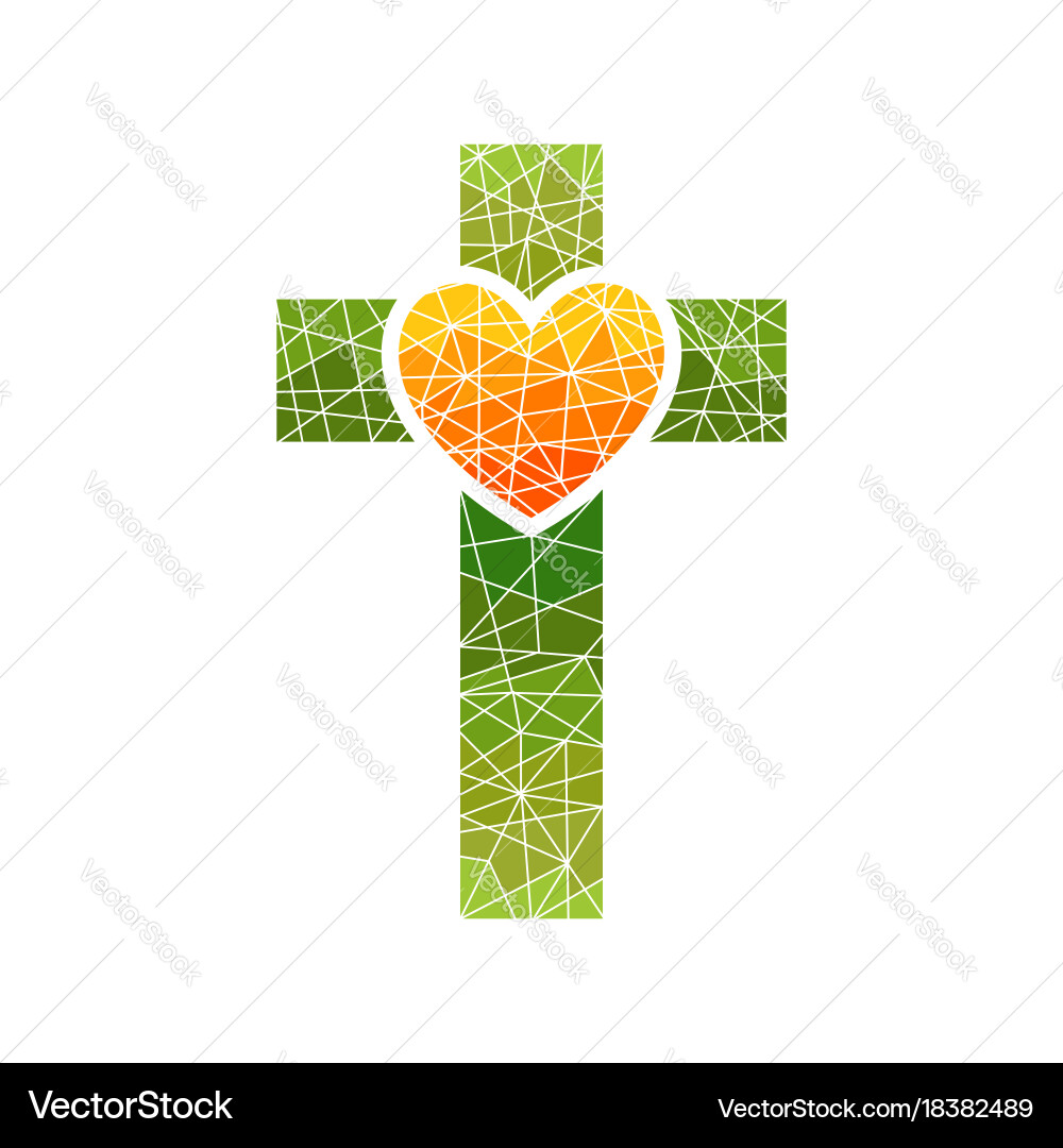 Christian Cross with Heart Mosaic Vector Image