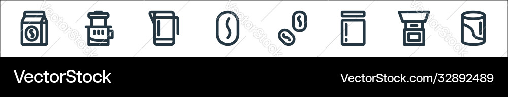 Coffee line icons linear set quality Coffee line icons linear set quality vector image
