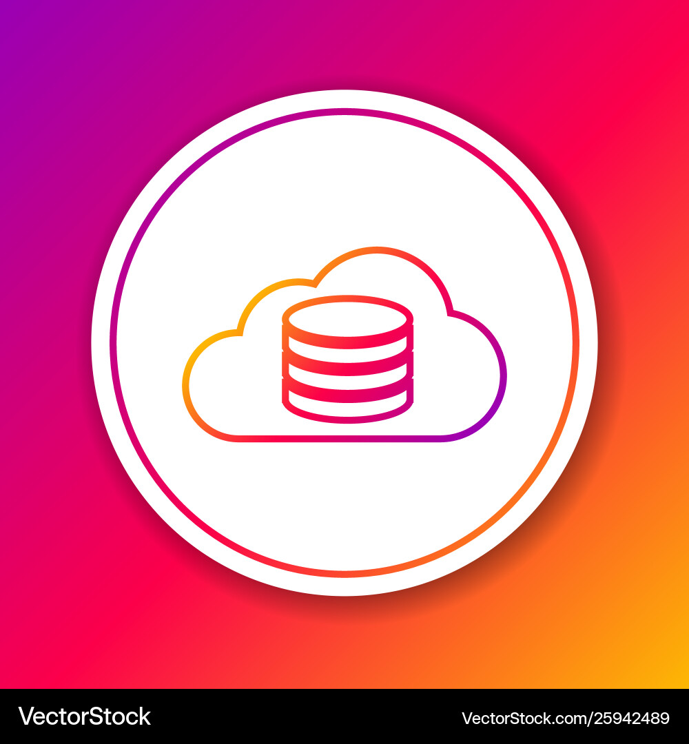 Color cloud database line icon isolated on Color cloud database line icon isolated on vector image