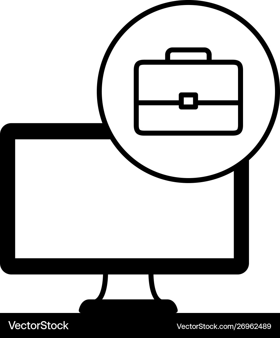 Desktop computer device with portfolio vector image