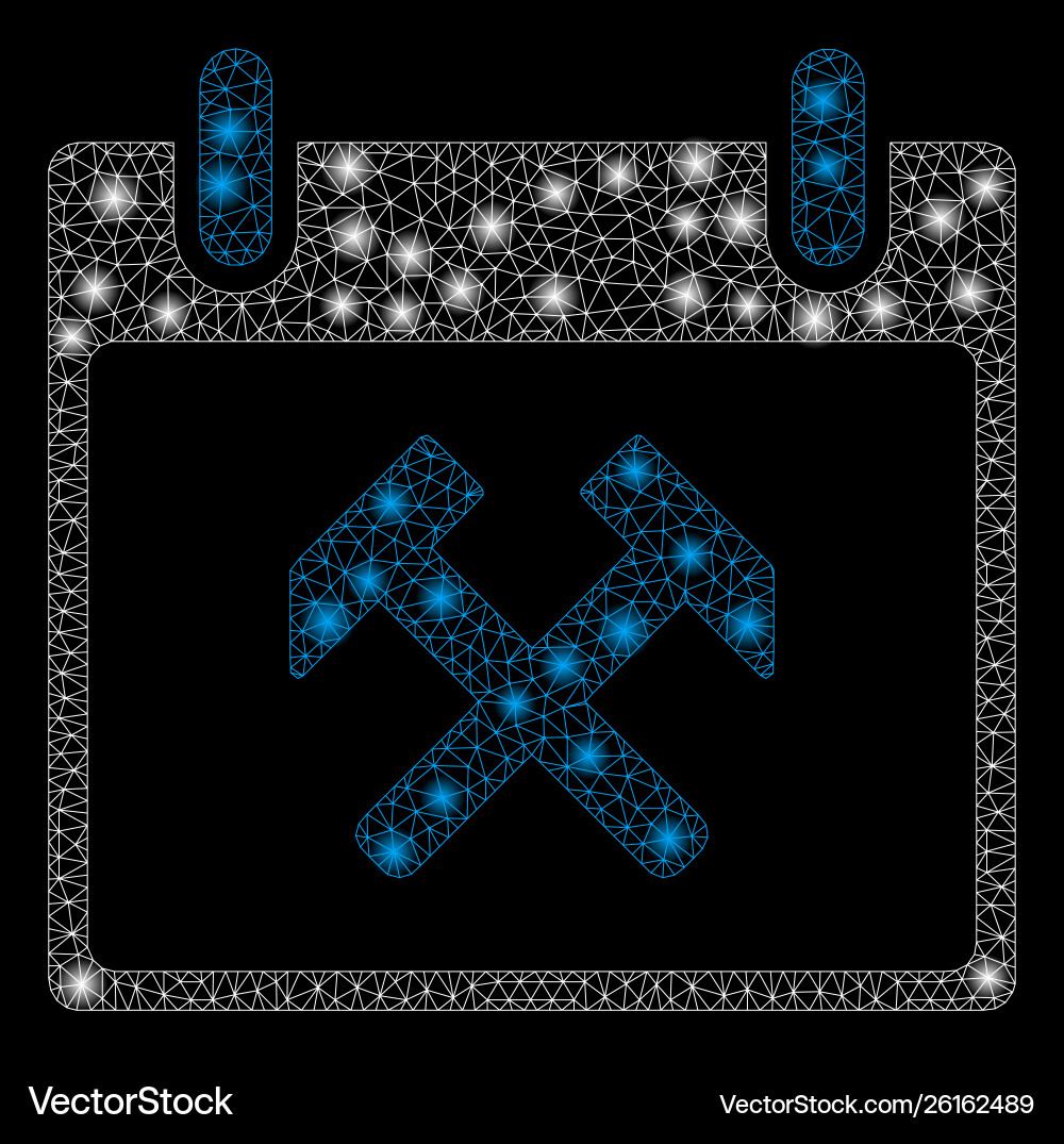 Flare mesh network hammers calendar day with Vector Image
