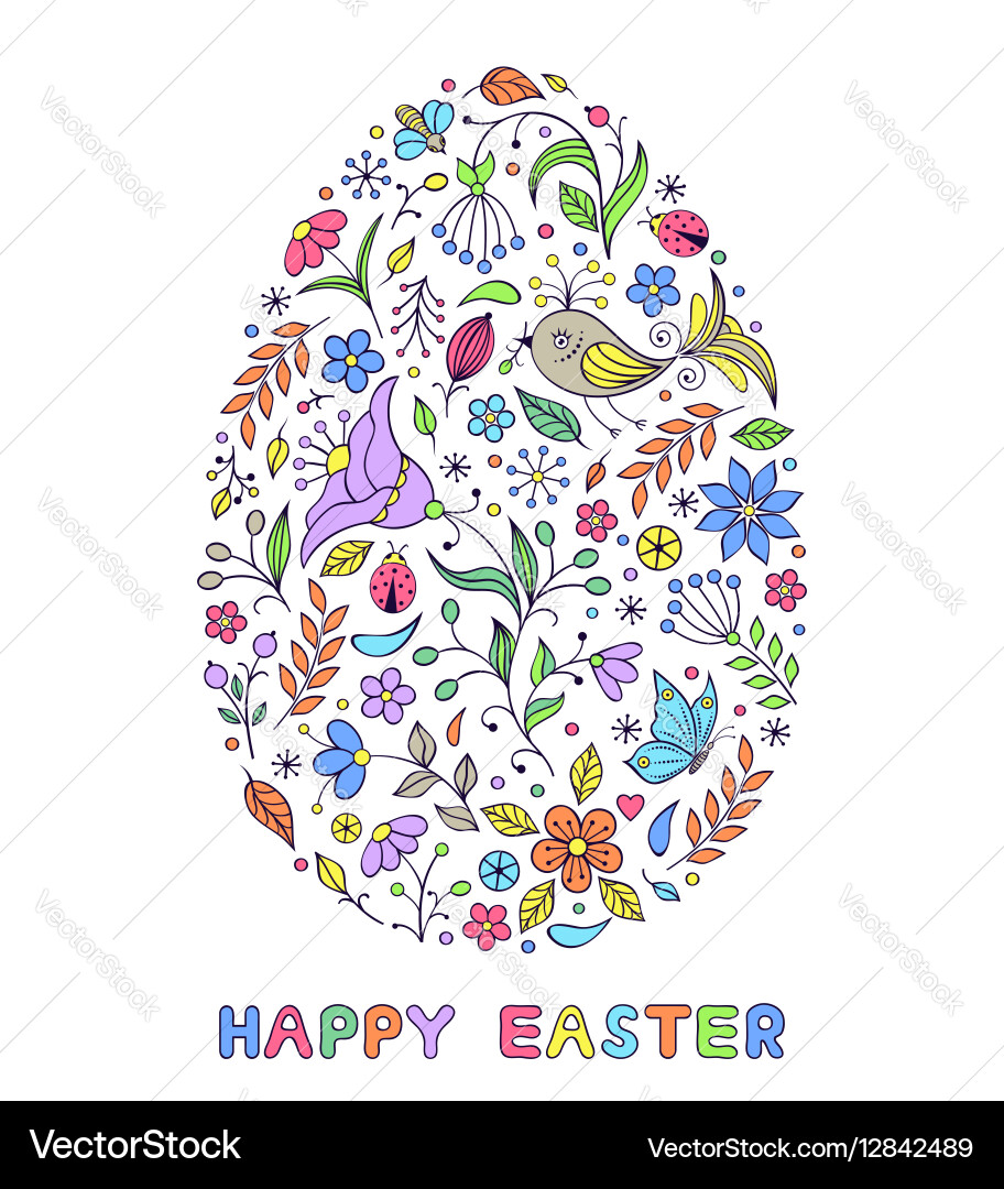 Floral easter egg Royalty Free Vector Image - VectorStock