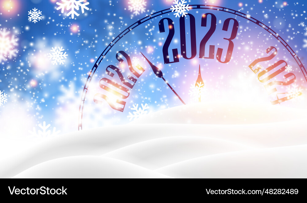 Half hidden clock showing 2023 on blue background Half hidden clock showing 2023 on blue background vector image