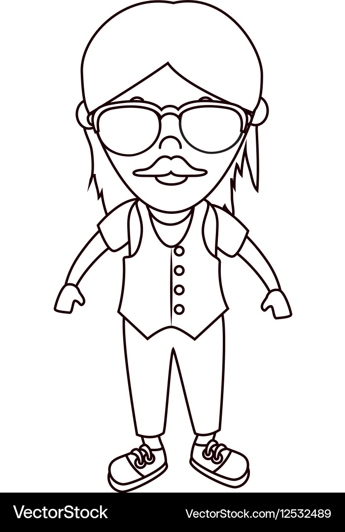 Man character sixty style Vector Image