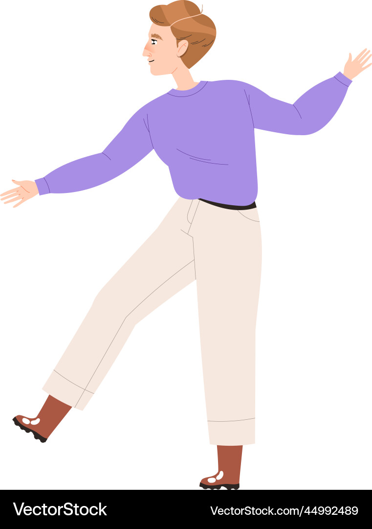 Man characters balancing on one leg having Vector Image