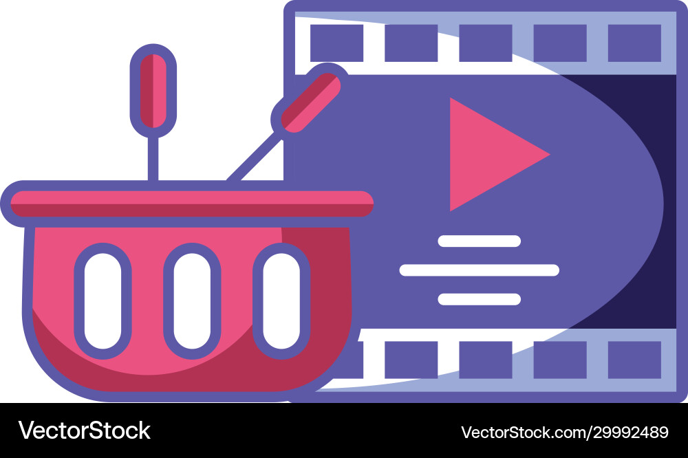 Media player frame with play button on white Media player frame with play button on white Vector Image