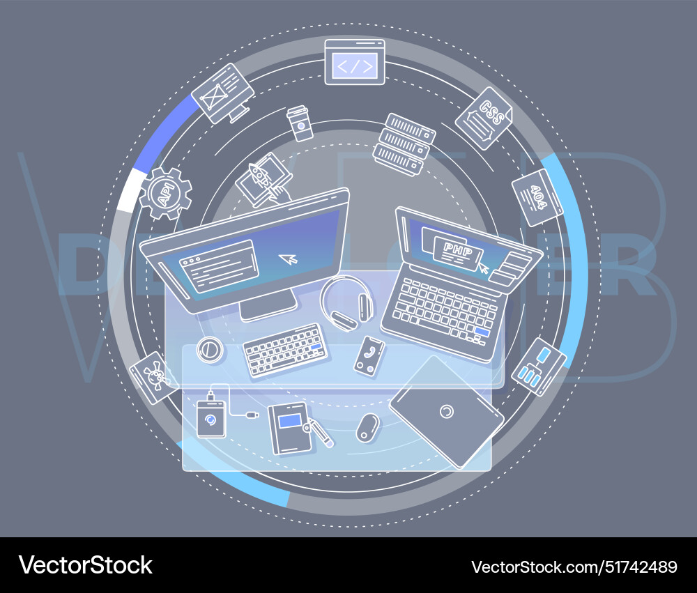 On the topic of web developer On the topic of web developer vector image