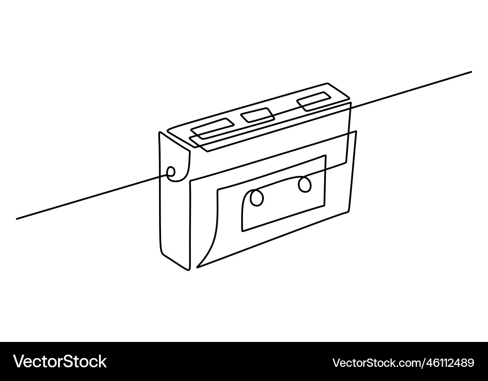 One continuous single line of walkman isolated Vector Image