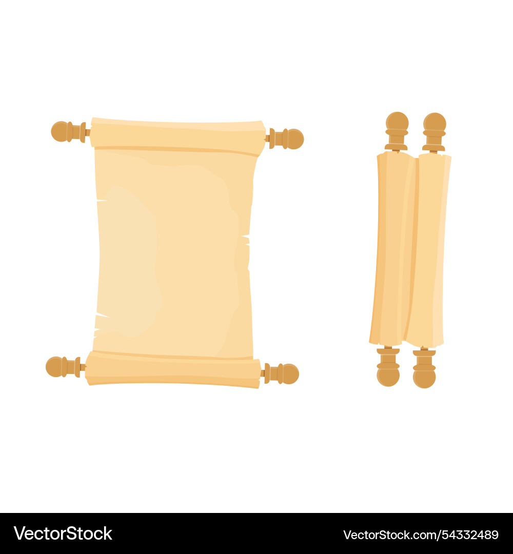 Opened and folded parchment scroll isolated Opened and folded parchment scroll isolated vector image