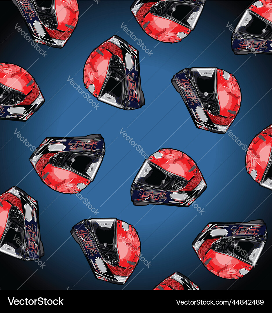 Red background racer helmet pattern Red background racer helmet pattern vector image