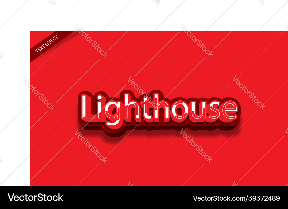 Red white lighthouse text effect design Vector Image