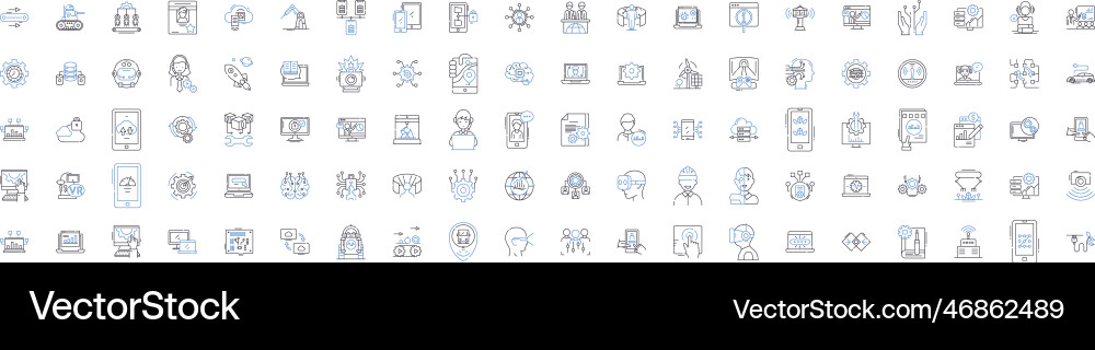 Responsive web design line icons collection Responsive web design line icons collection Vector Image