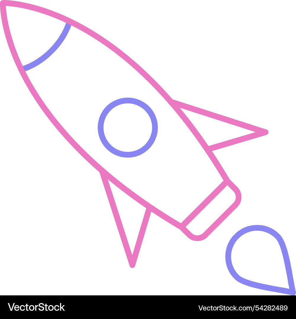 Rocket line two colour icon Vector Image