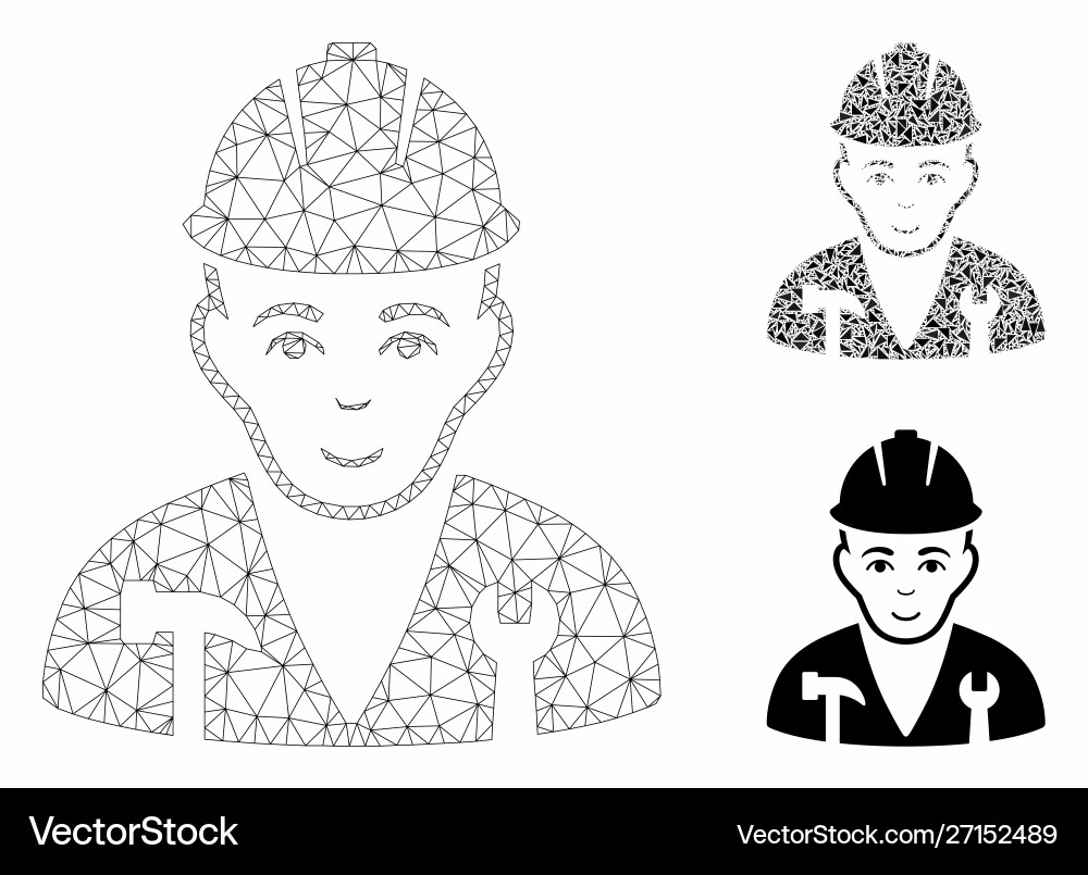 Serviceman mesh 2d model and triangle Serviceman mesh 2d model and triangle vector image