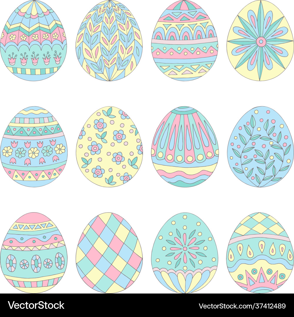 Set easter eggs with abstract patterns Set easter eggs with abstract patterns vector image