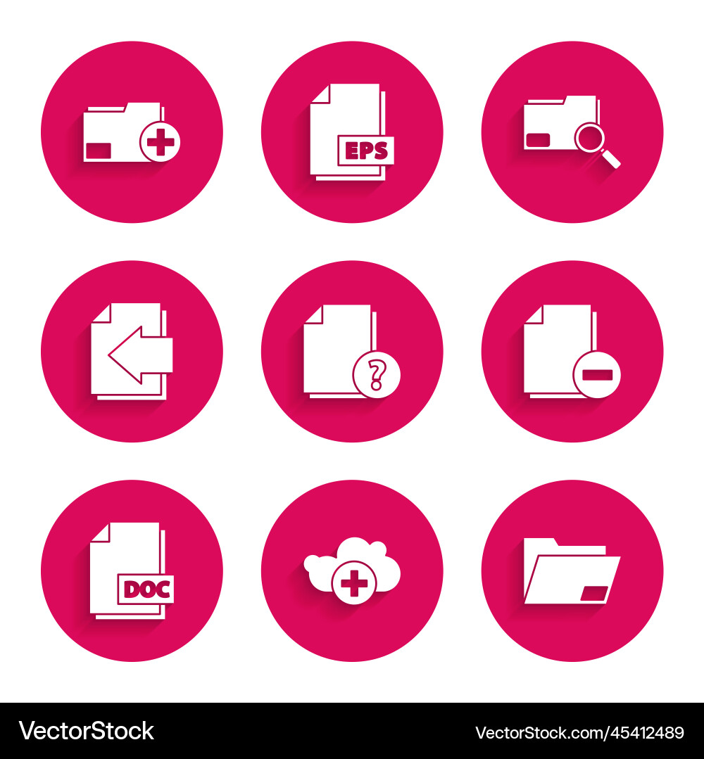 Set unknown document add cloud folder Set unknown document add cloud folder vector image