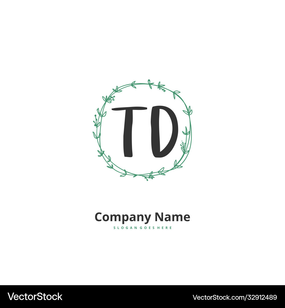 T d td initial handwriting and signature logo Vector Image