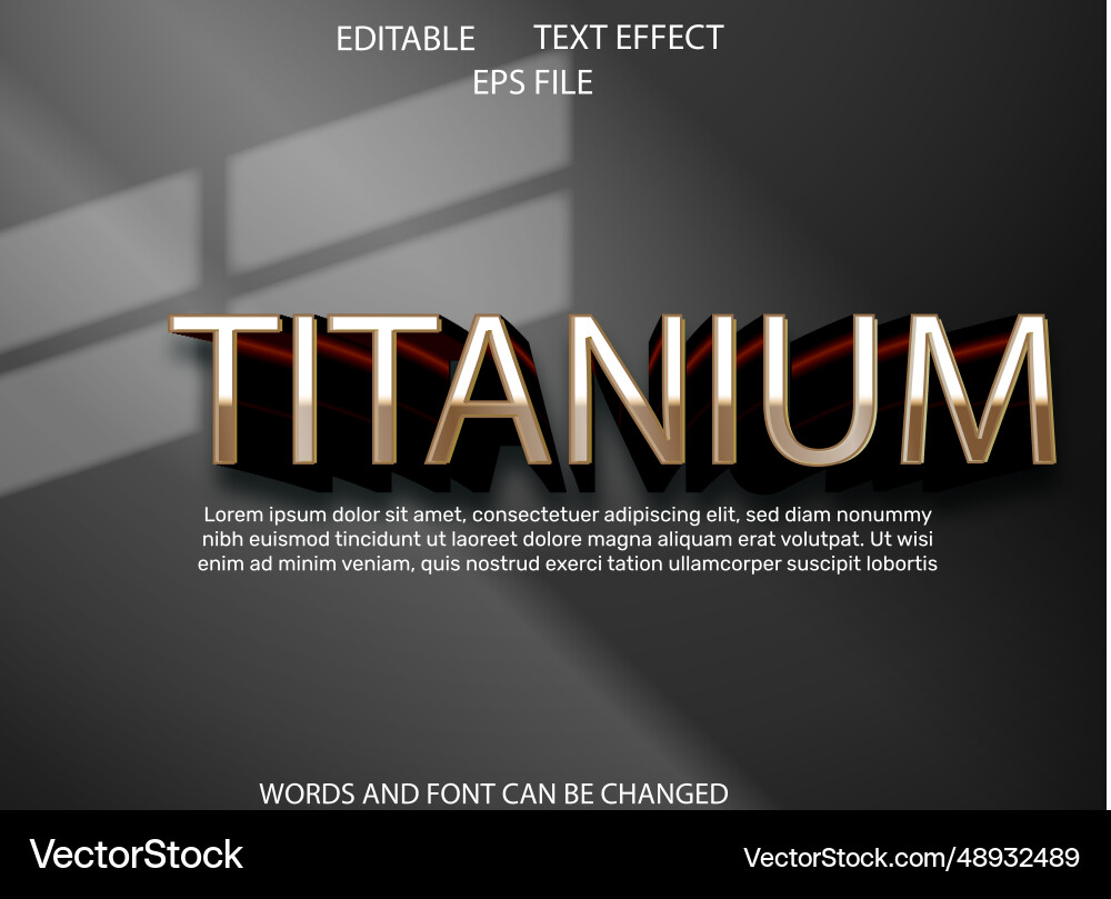 Text effect font editable typography 3d vector image