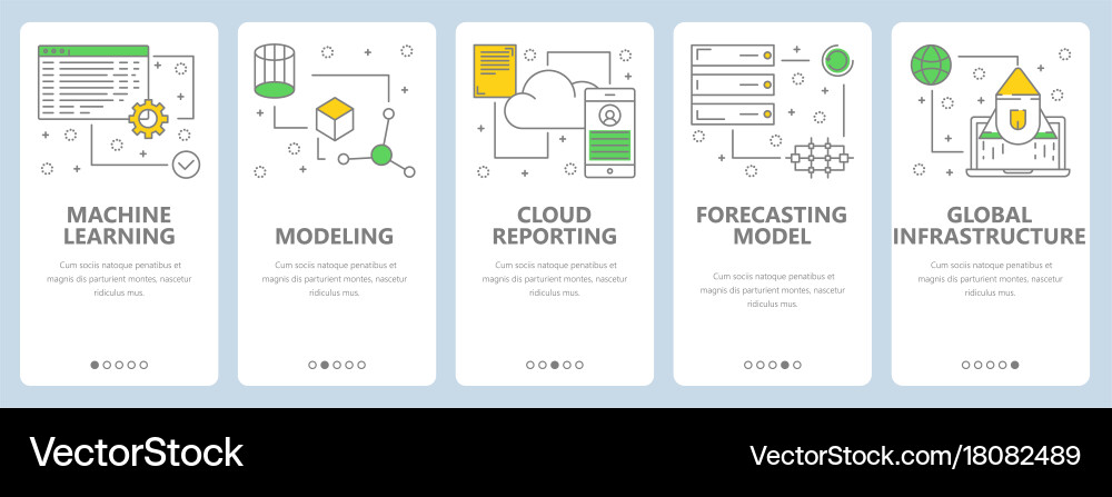 Thin line flat design data science concept vector image