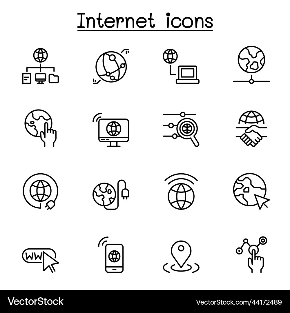 Thin Line Internet Icons - Digital Network vector image