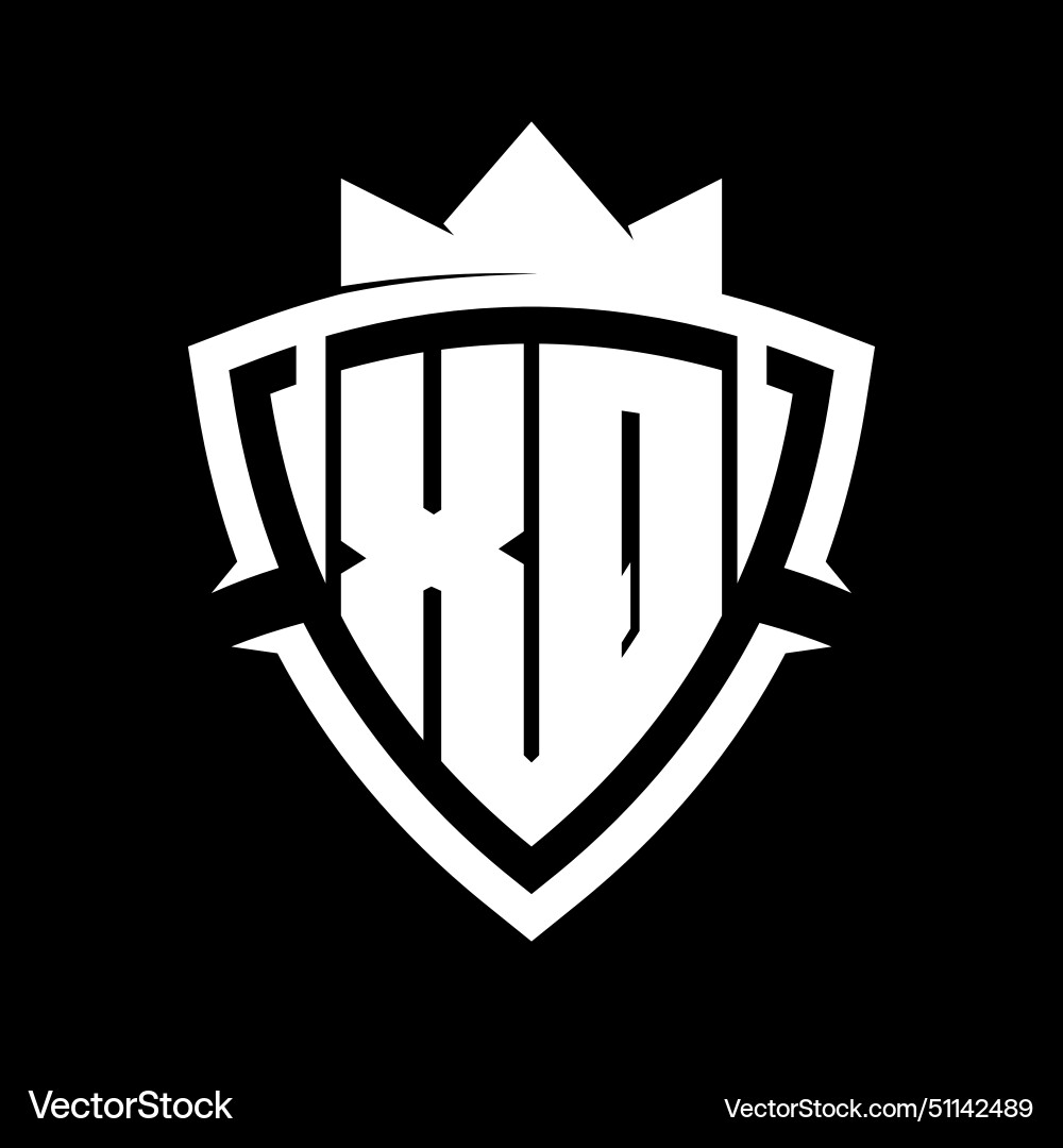Xq letter monogram with triangle curve shield Xq letter monogram with triangle curve shield vector image